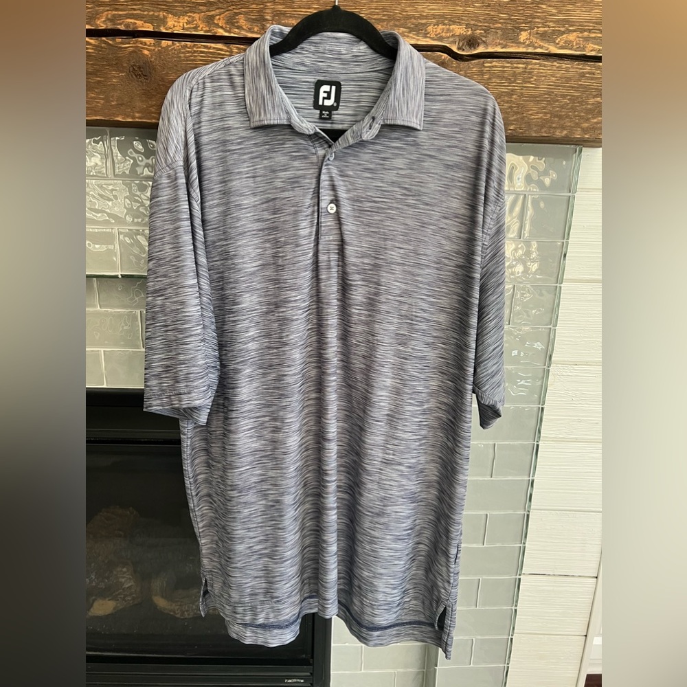 FootJoy FJ Performance Shirt Mens XL Short Sleeve Golf Polo 3 Button Gray EUC